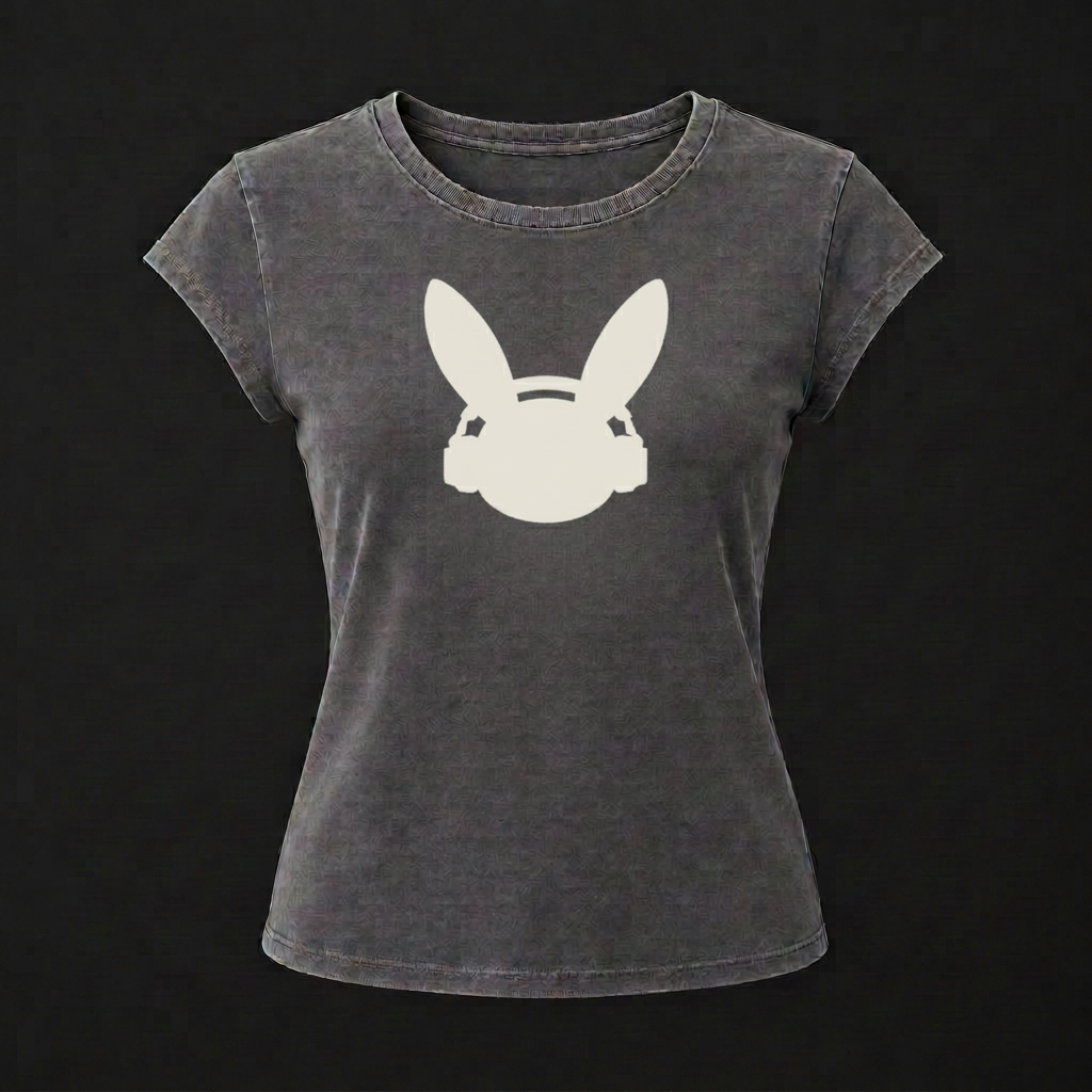 Washed Baby Tee — White Bunny t-shirt mockup
