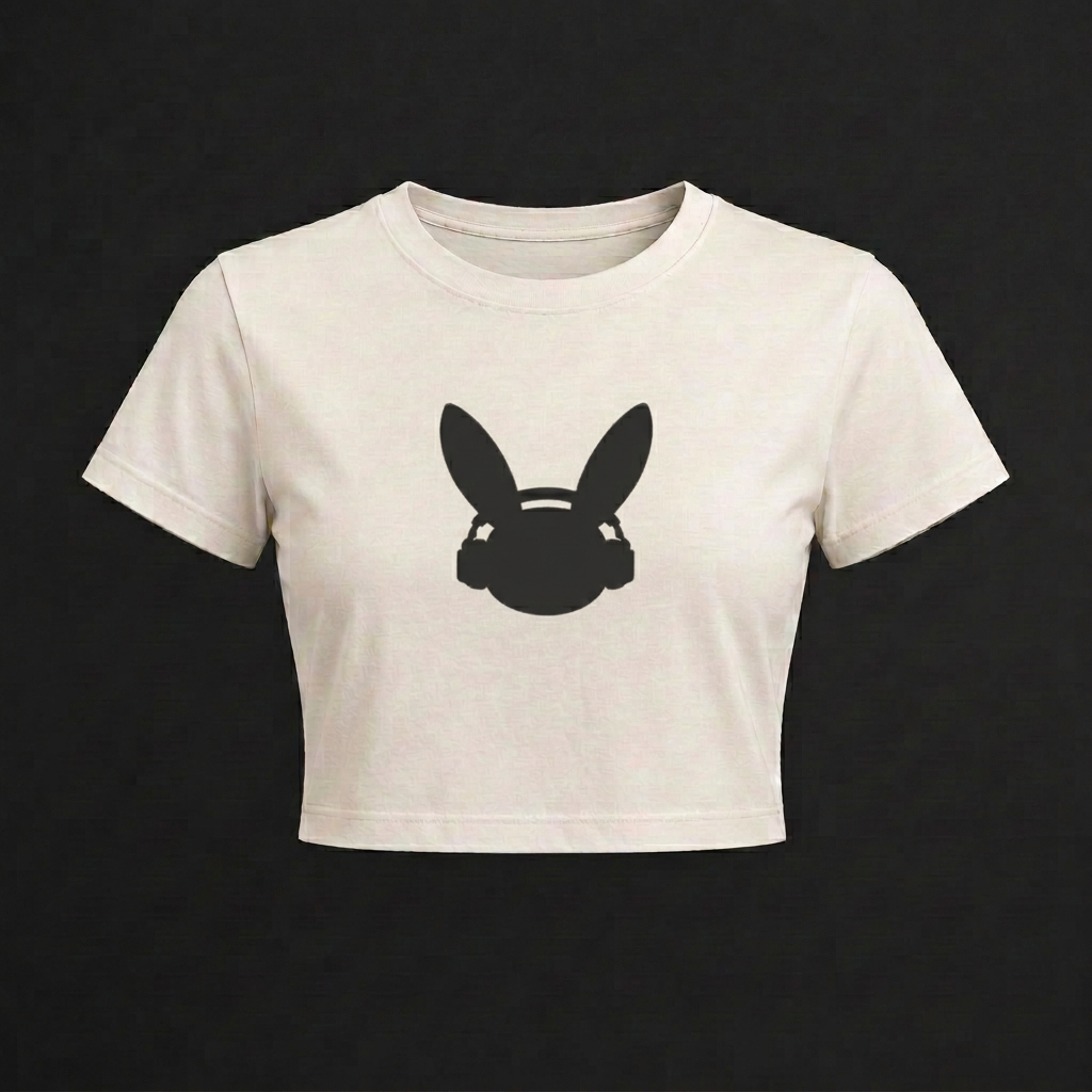 The Mark Crop — White Bunny t-shirt mockup