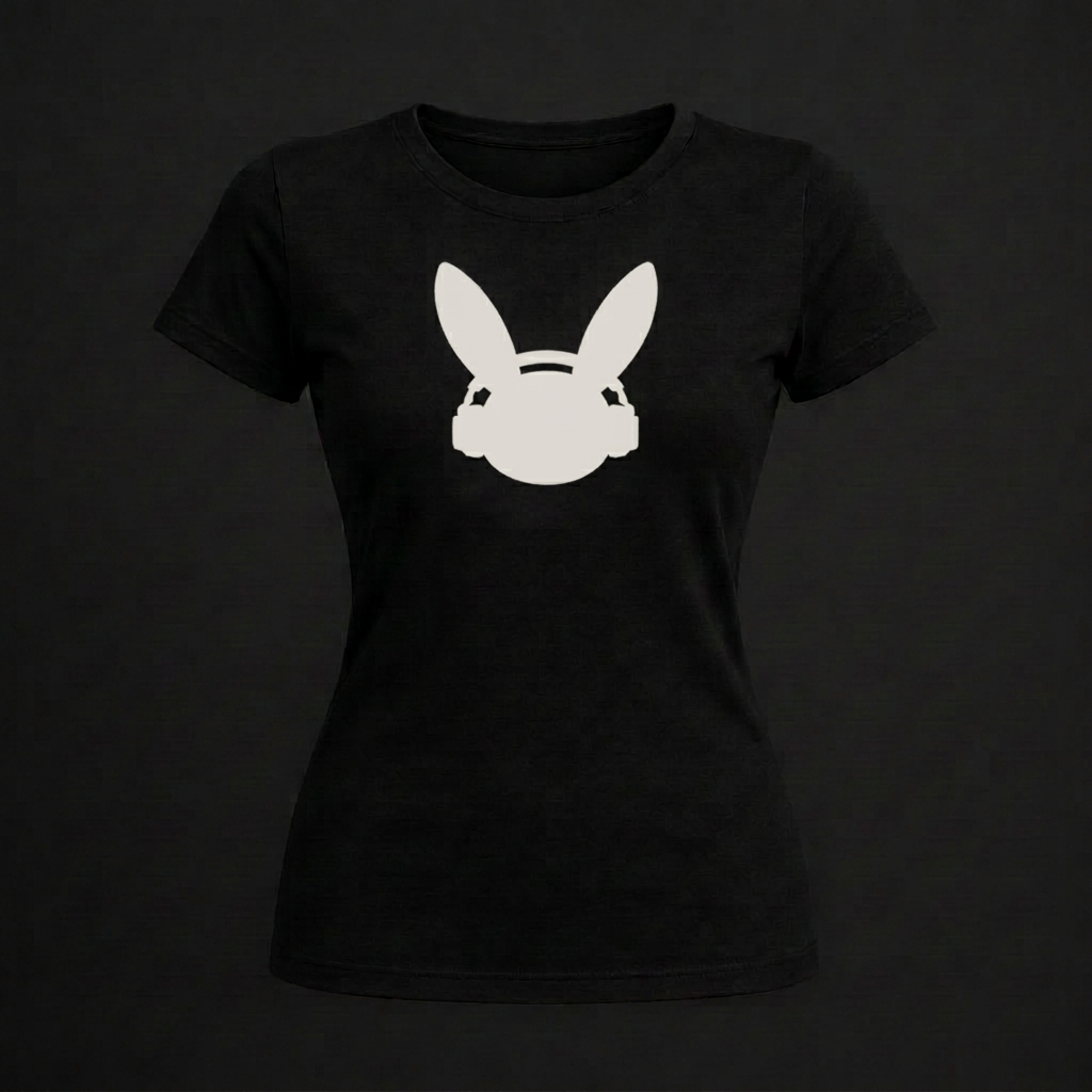 Fitted Mark Tee — White Bunny t-shirt mockup